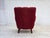 Red Danish Armchair in Red Furniture Fabric, 1960s For Sale - Image 8 of 18