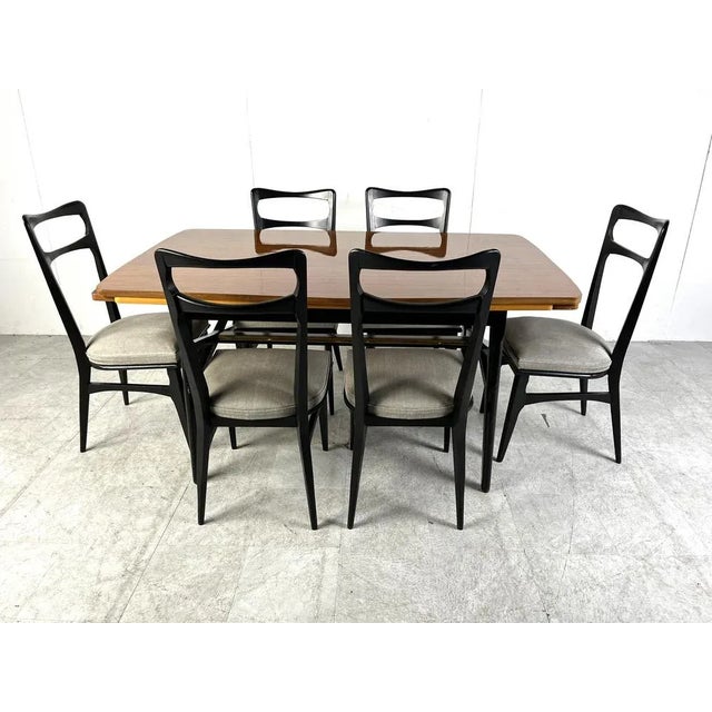 Mid-Century Modern Mid-Century Italian Dining Set, 1950s, Set of 7 For Sale - Image 3 of 9