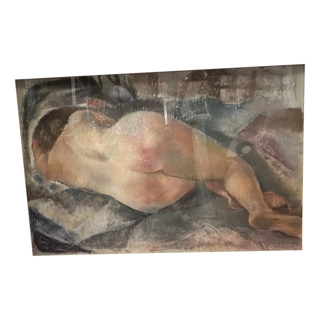 Ludwig Plaueln, Nude, 1947, Nude, Figurative Composition, Oil Painting on Canvas, Framed For Sale