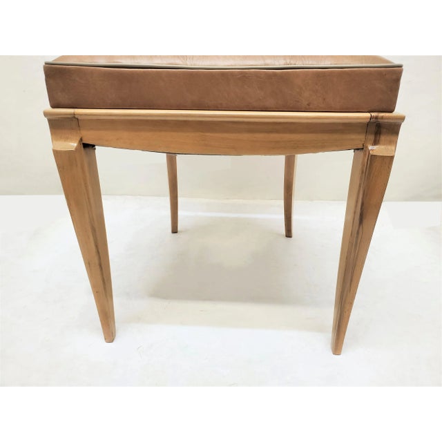 Camel Set of Six 1940's Dining Chairs in Beech with Nickel Detail, Attributed to Rene Prou For Sale - Image 8 of 13