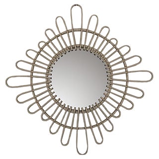 Wicker Mirror, 1950s For Sale