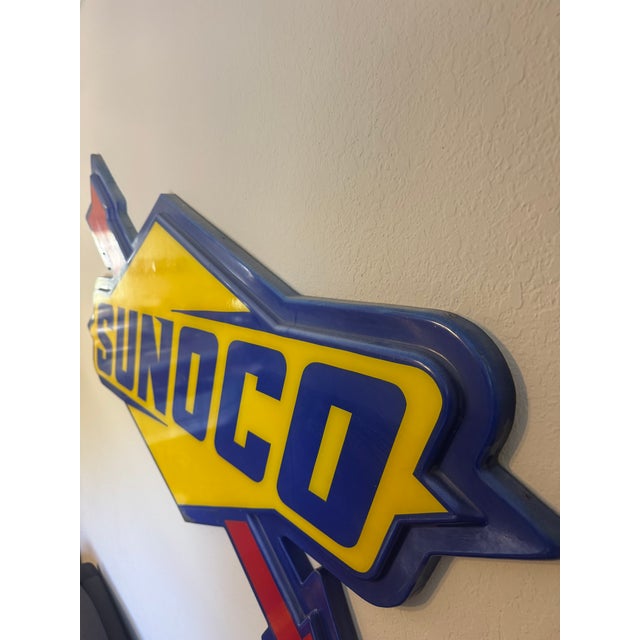 Big, bold vintage-style Sunoco sign in excellent condition. Classic yellow diamond with blue lettering and the signature...