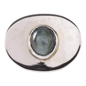Early 21st Century Green Cats Eye Tourmaline Two Tone Gold Ring Size 5.75