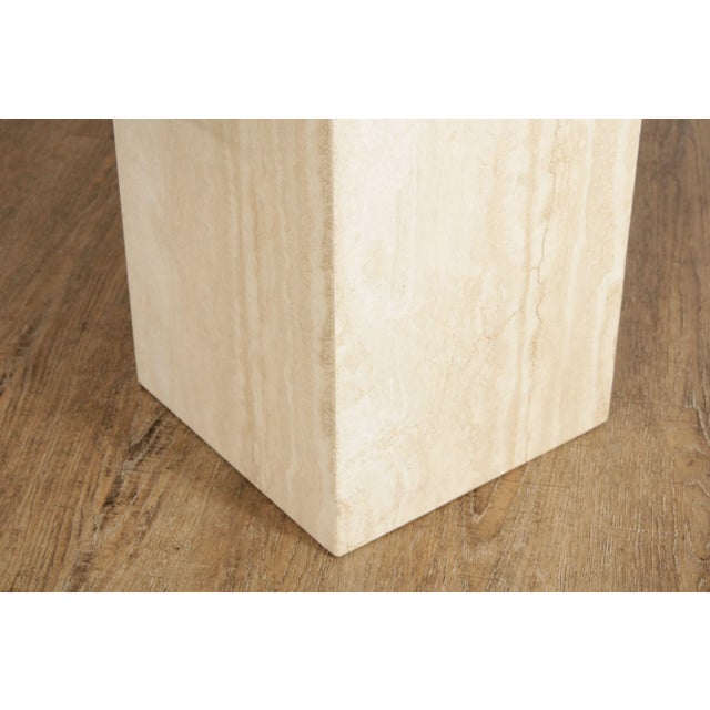 Late 20th Century Post Modern Cantilevered Glass & Travertine Side Table For Sale - Image 11 of 12