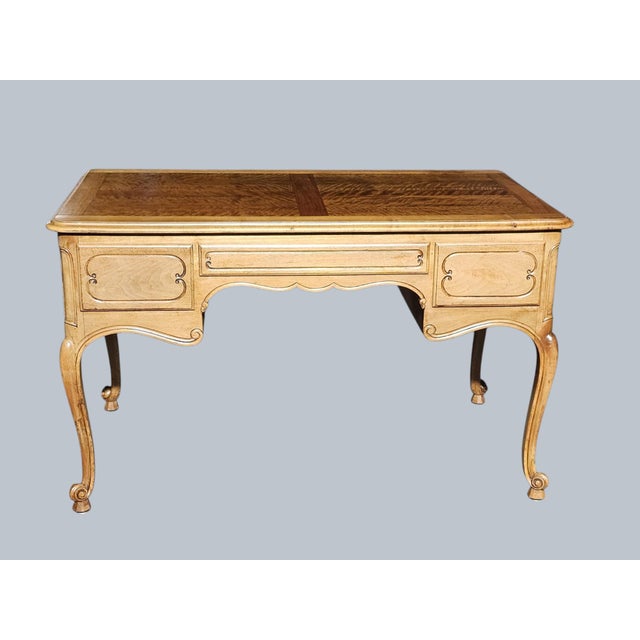 French Provincial Mid 20th Century French Provincial Style Walnut Writing Desk For Sale - Image 3 of 11