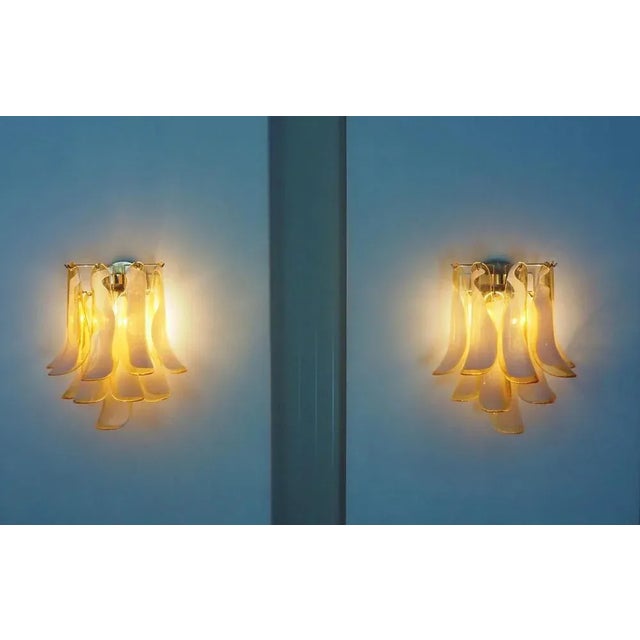 Gold Italian Milk and Honey Murano Sconces, 1970s, Set of 4 For Sale - Image 8 of 13