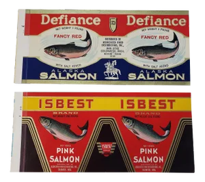 Salmon Fish Labels Rustic Boho Wall Decor - a Pair