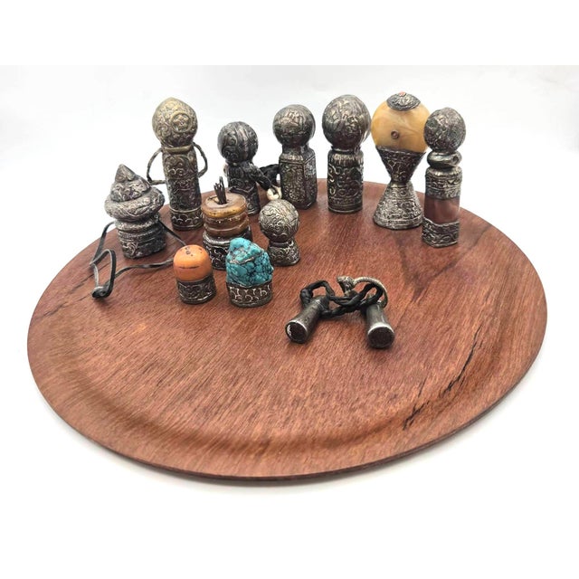 Lot of Tibetan Silver and Mixed Metal Wax Seal Stamps, Set of 13 For Sale - Image 10 of 10