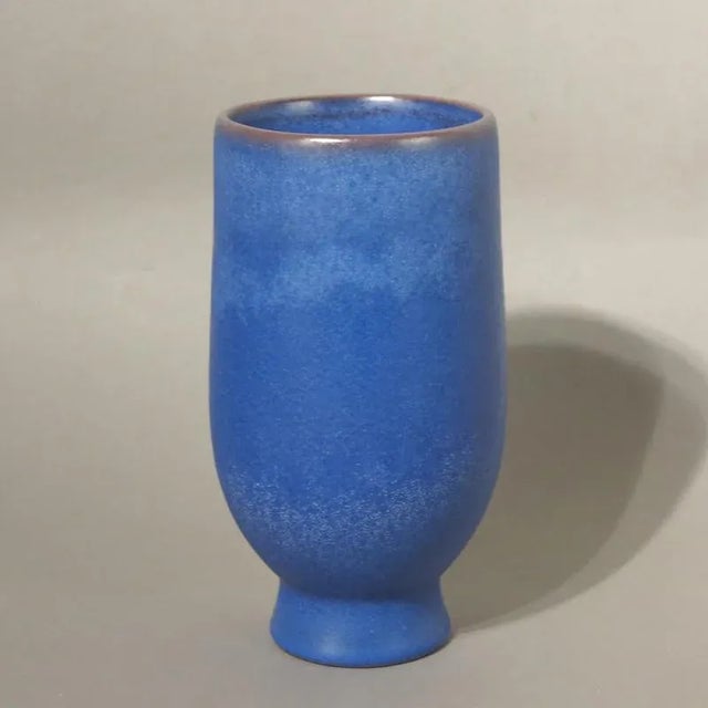 Ceramic Blue Ceramic Vase by Glatzle for Karlsruher Majolika, 1956 For Sale - Image 7 of 7