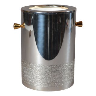 Vintage Metal Wine Cooler with Gold-Tone Handles, 1980s For Sale