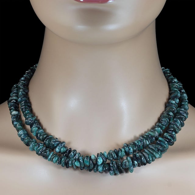 **Elegant Emerald Matrix Two-Strand Necklace** Add timeless elegance to your jewelry collection with this beautiful two-...