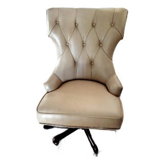 Neiman Marcus Hooker Furniture Seven Seas "Primm" Tufted Leather Executive Office Chair — Pristine Pair Available, Sold Individually For Sale