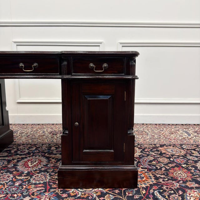 English Desk in Green Leather For Sale - Image 11 of 18