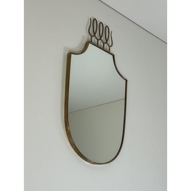 Vintage Mirror with Brass Edge by Gio Ponti, 1950s For Sale - Image 3 of 12