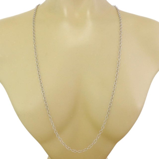 14k White Gold Milgrain Round Link Chain 50" For Sale - Image 4 of 4