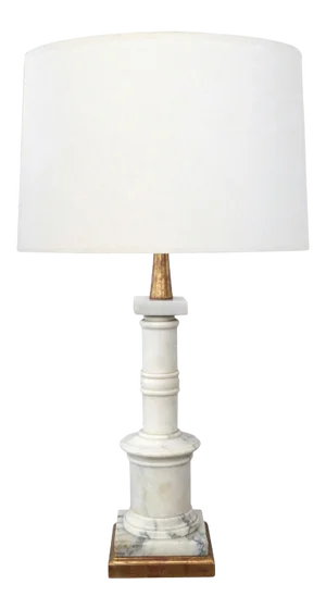1950's Italian Carrara Marble Columnar Lamp