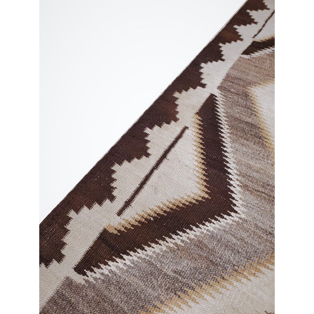Antique Navajo Carpet, Handmade Wool, Ivory, Beige, Gray and Brown For Sale - Image 4 of 18