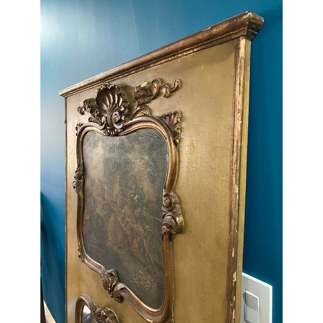 Antique French Trumeau Mirror With Oil Painting — 18th Century Style, 67" × 35" For Sale In New York - Image 6 of 10