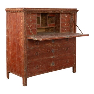 19th Century Rustic Swedish Painted Pine Secretary For Sale