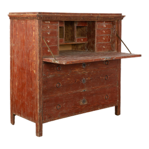 19th Century Rustic Swedish Painted Pine Secretary
