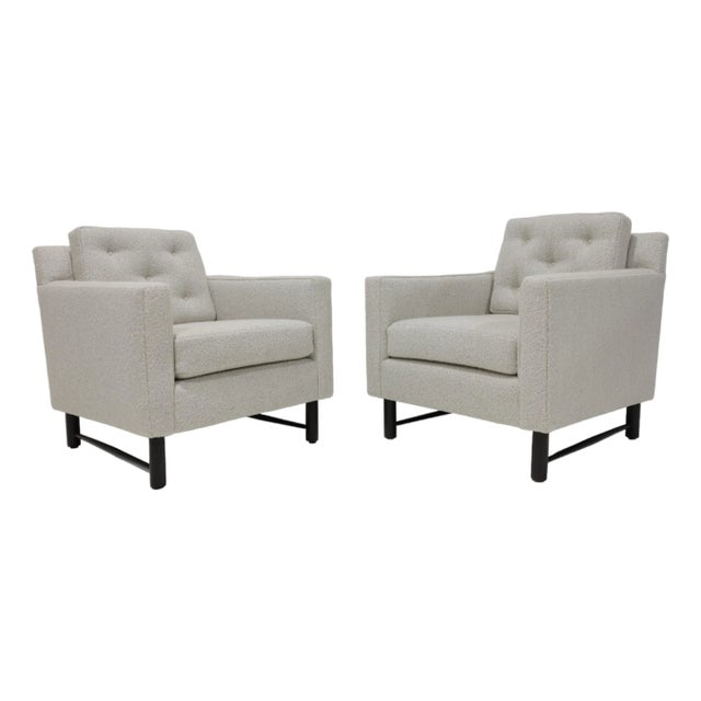 Edward Wormley for Dunbar Lounge Chairs in Holly Hunt Boucle - Set of 2 For Sale