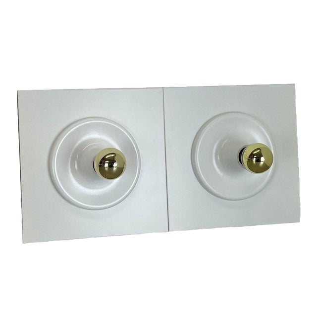 Space Age White Cubic Wall Lights, Germany, 1980s, Set of 2 For Sale
