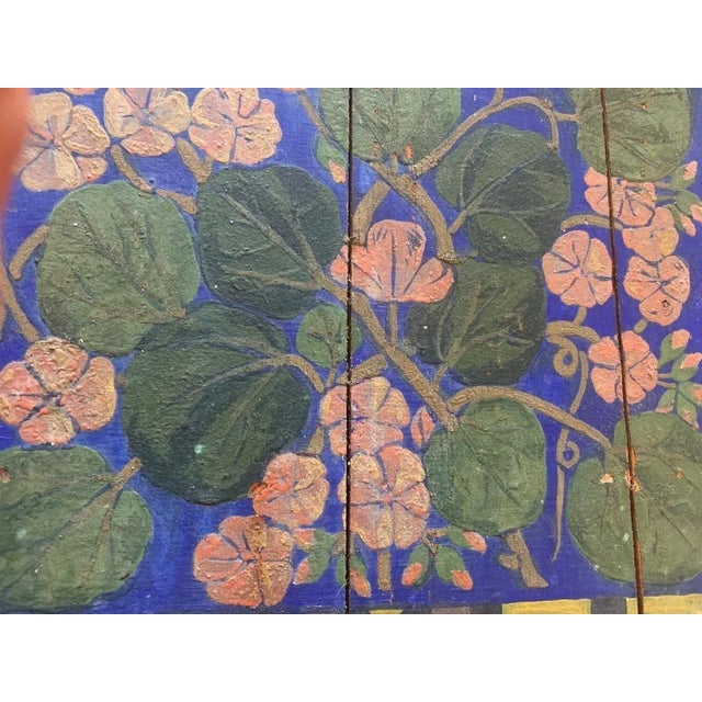 Art Nouveau Lacquered & Painted Planter with Flowers and Birds For Sale - Image 6 of 8