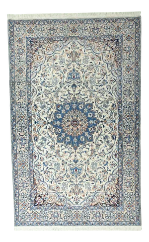 Hand-Knotted Nain 9la Oriental Rug with Silk Content
