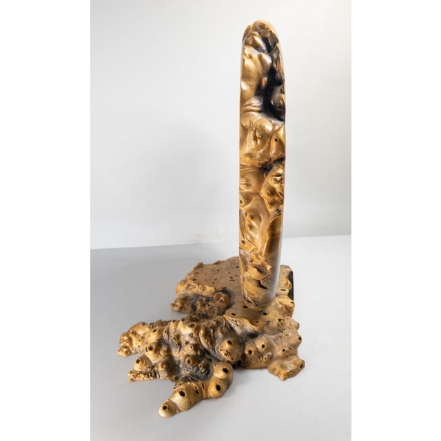 Brown 21st Century Modernist Contemporary Carved Burl Wood Vase by Warren Vienneau For Sale - Image 8 of 13