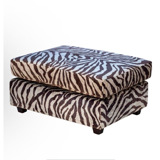 Textile Late 20th Century Oversized Rrectangular Ottoman in Clarence House Italian Zebra Velvet For Sale - Image 7 of 8