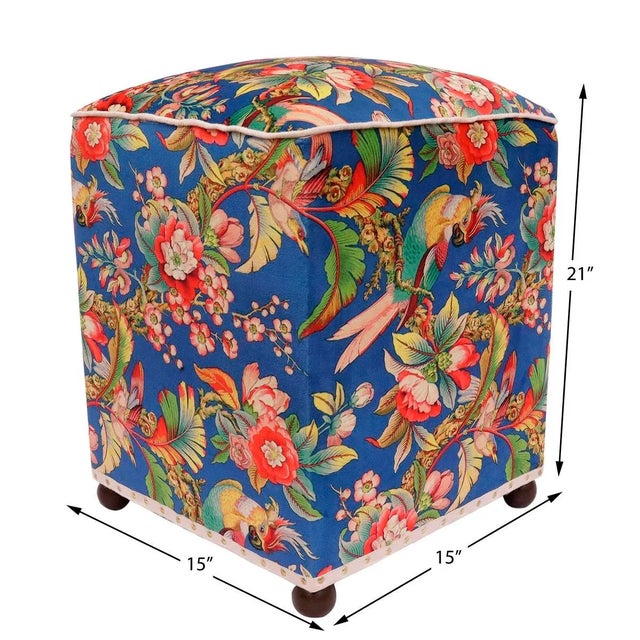 Embellish your home with this timeless casual chic handmade ottoman made with gorgeous soft luscious Printed Italian...