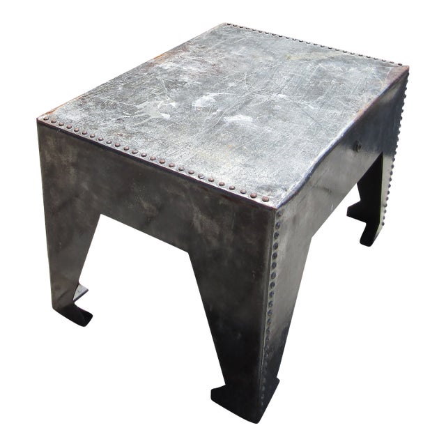 Industrial Steel Water Tank Coffee Patio Table 1900s Steam Punk For Sale