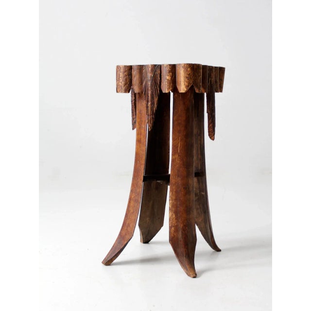 Antique Tramp Art Palm Frond End Table For Sale - Image 12 of 12