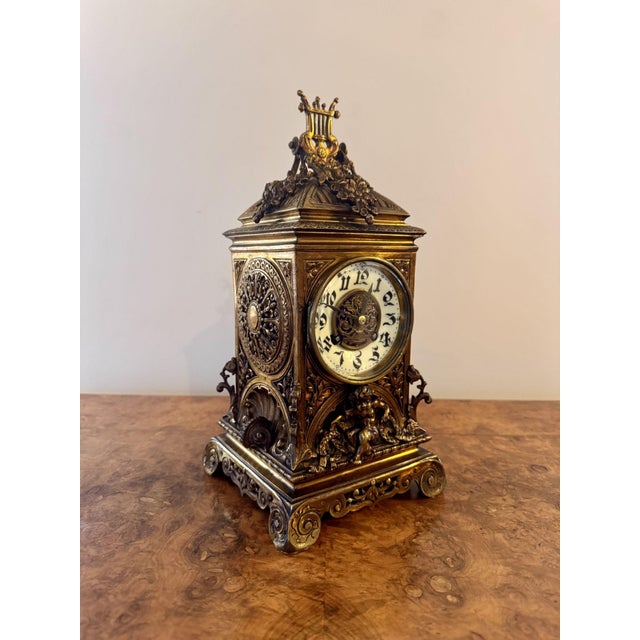 Antique Victorian Ornate Mantle Clock, 1860 For Sale - Image 4 of 11