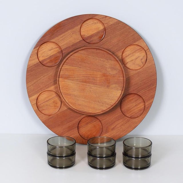 Lazy Susan Snack Tray with Bowls, Denmark, 1960s, Set of 7 For Sale - Image 4 of 9