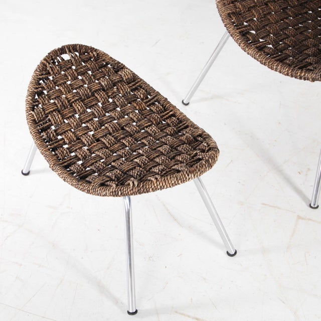 Mid-Century Modern Set of Chair and Ottoman in Rope and Chrome, 1970s For Sale - Image 3 of 16