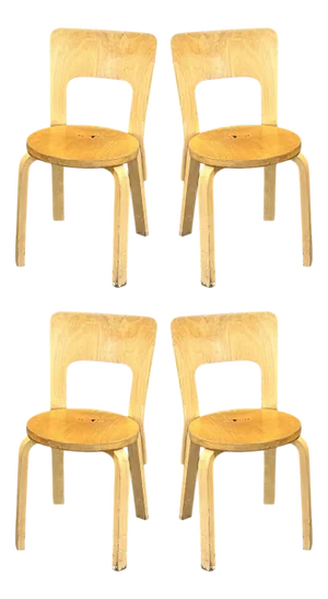 Vintage Chairs Model 66 by Alvar Aalto for Artek, Set of 4