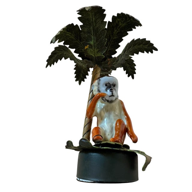 Mid 20th Century Petite Choses Vintage Palm Tree Monkey Candlesticks- Set of 3 For Sale - Image 12 of 18