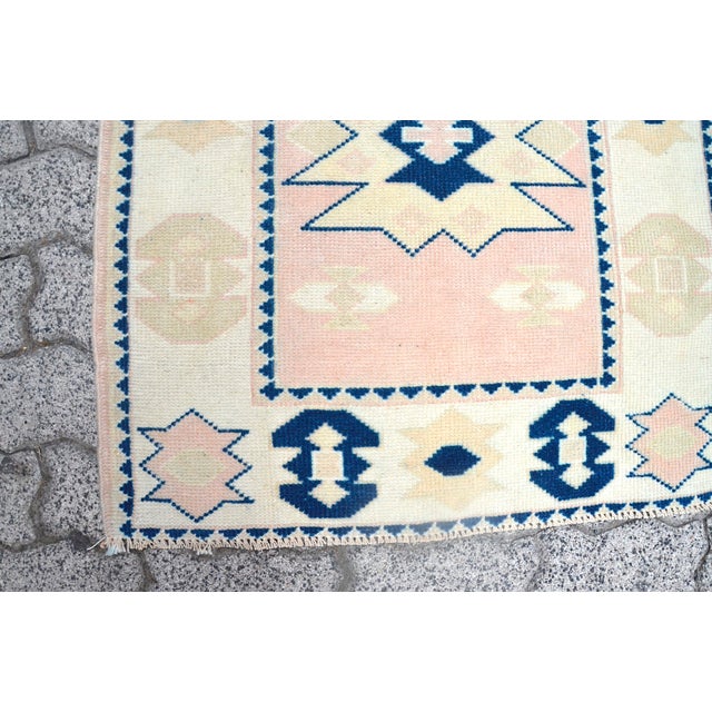 Tan Geometric Vintage Tribal Carpet For Sale - Image 8 of 11
