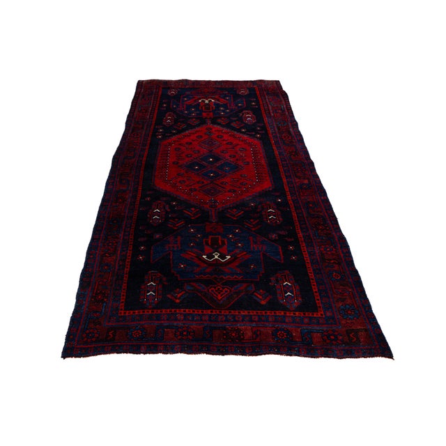 Mid-Century Hand-Knotted Vintage Kurdish Wool Runner Rug With Tribal Geometric Medallions For Sale - Image 4 of 9