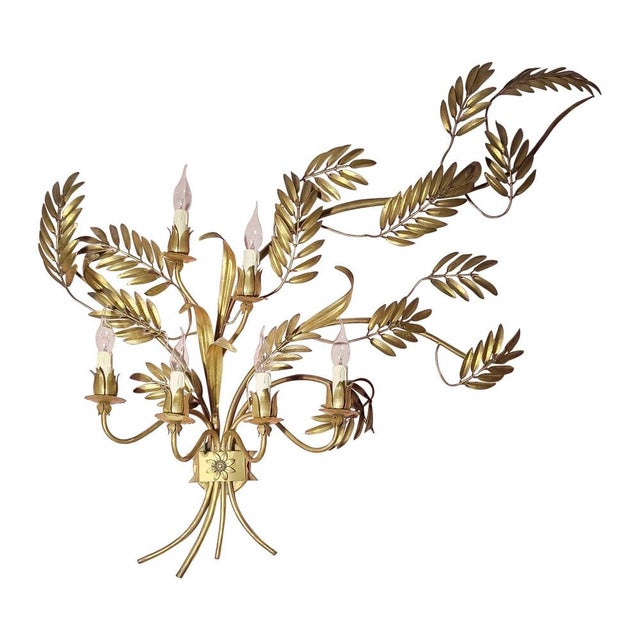 Vintage Italian Gilt-Metal Toleware Wall Sconce, 1960s For Sale - Image 9 of 9