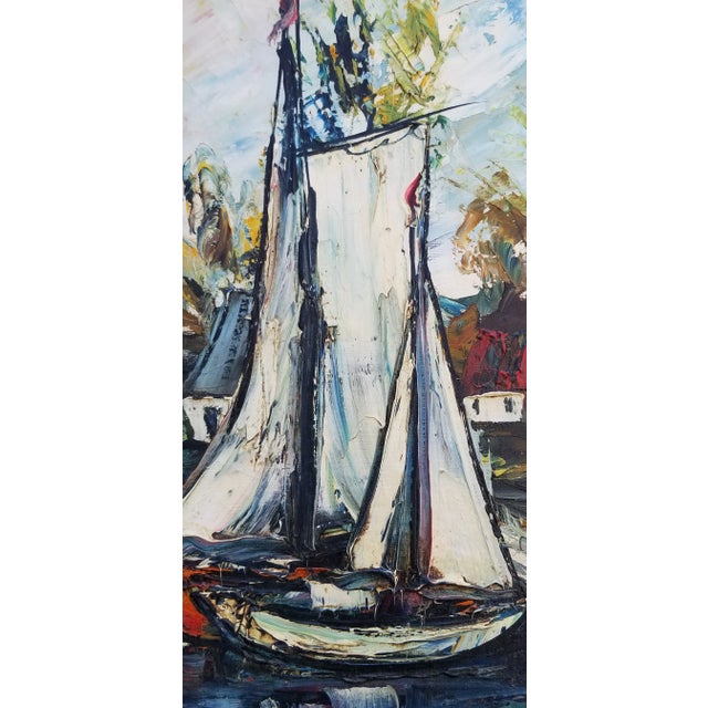 1960s 1960s Vintage Rural Bay Oil Impasto Landscape Painting For Sale - Image 5 of 13