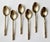 Set of 6 mid century Star of Siam bronze flatware tea spoons with distinctive faux bamboo pattern to handles. Marked. A...