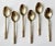 Set of 6 mid century Star of Siam bronze flatware tea spoons with distinctive faux bamboo pattern to handles. Marked. A...