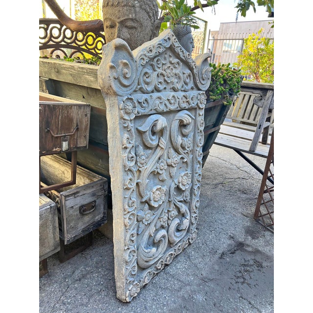 Beautiful vintage carved sandstone plaque. Perfect for outdoor or indoor display. Each slightly unique in natural and...