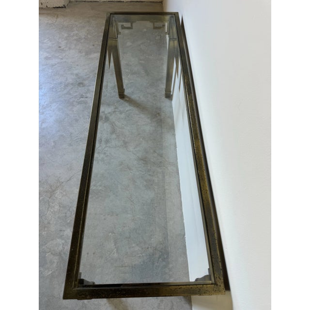 Hollywood Regency Mastercraft Greek Key Brass Console Table For Sale In Miami - Image 6 of 12