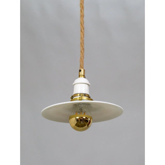Hanging Rope Light With Milk Glass Shade For Sale In San Francisco - Image 6 of 6
