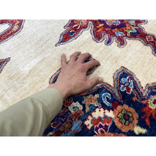 Beige & Red Persian-Style Medallion Wool Rug, Natural Dyes, 5'10" X 8'5" For Sale - Image 15 of 16