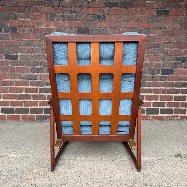 Blue Pair of Ib Kofod Larsen for Selig High Back Sled Chairs Danish Modern New Cushions For Sale - Image 8 of 12