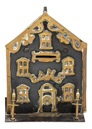 Antique Brass House Coin Bank